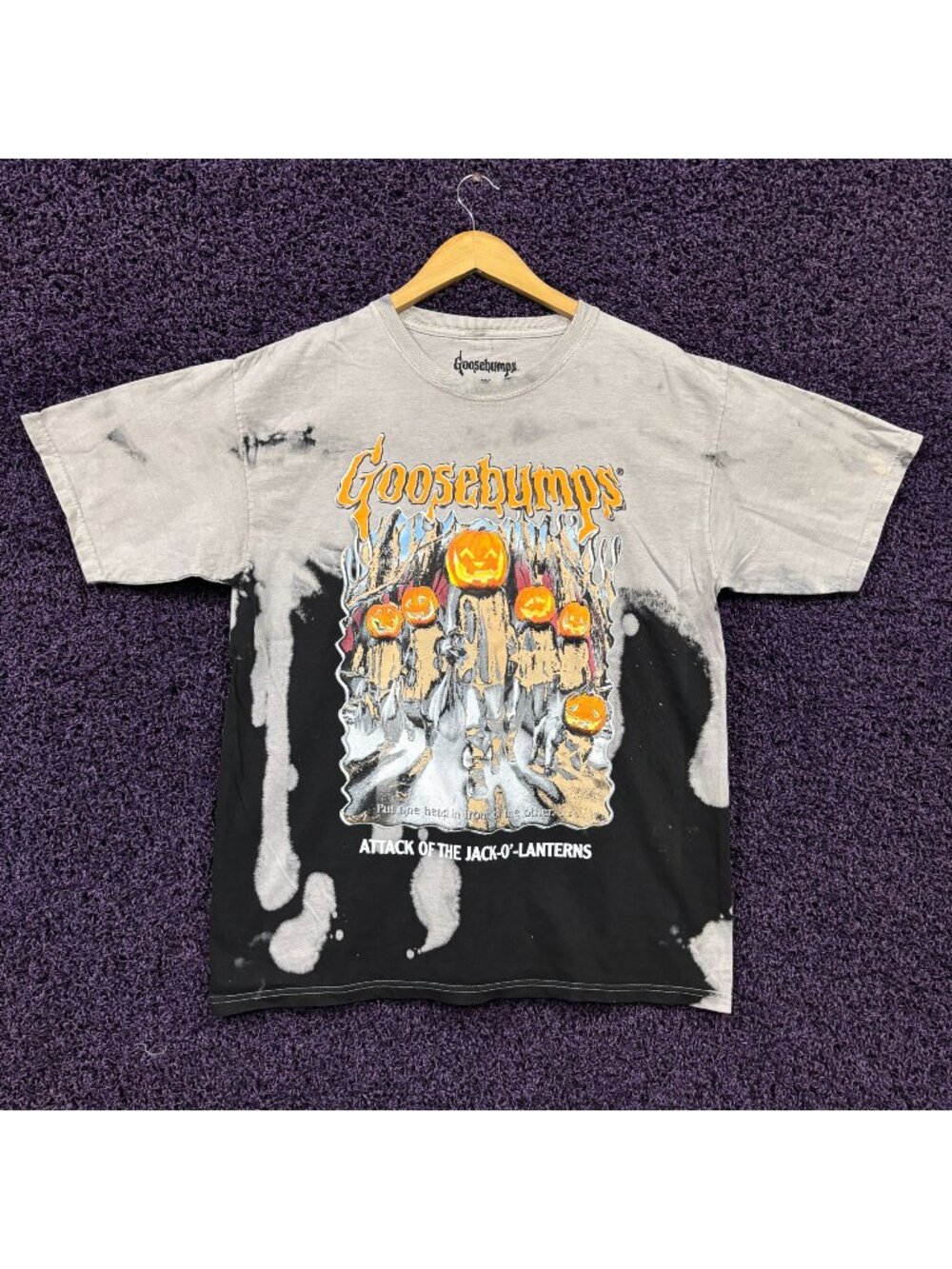 Goosebumps Attack of the Jack O'-Lanterns bleach-Dye T-Shirt Size M/L